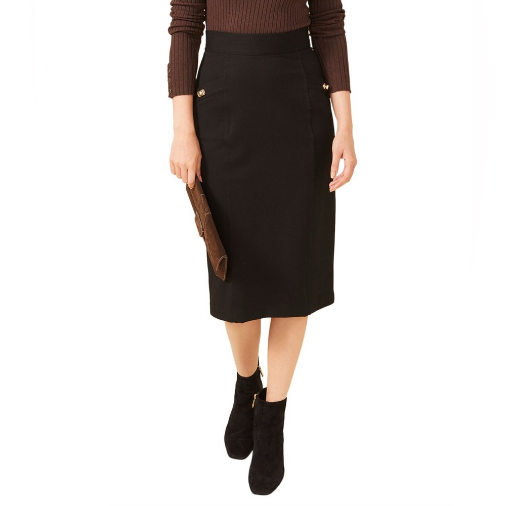 NWT J. McLaughlin Rowena Faux Suede Black Skirt Size 14